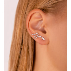 Snake Pear Curve Diamond Earrings