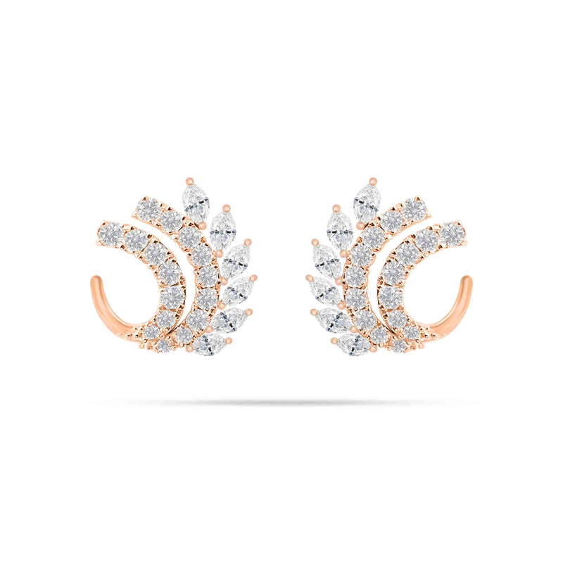 Wing Marquise and Round Diamond Earrings