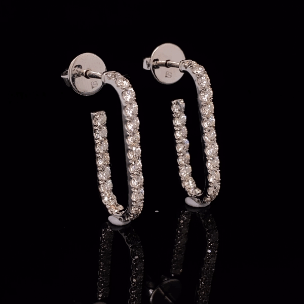 Rectangular Hoop Diamond Earrings
