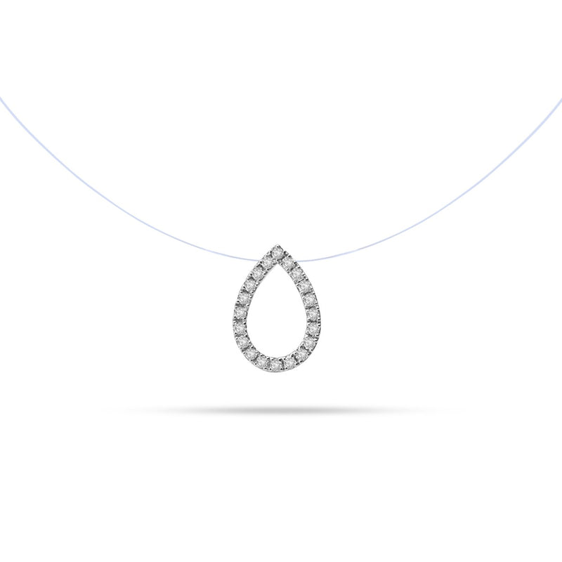 Floating Pear Round Diamond Necklace