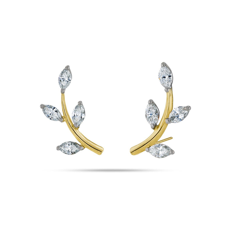Leaf  Marquise Diamond Earrings