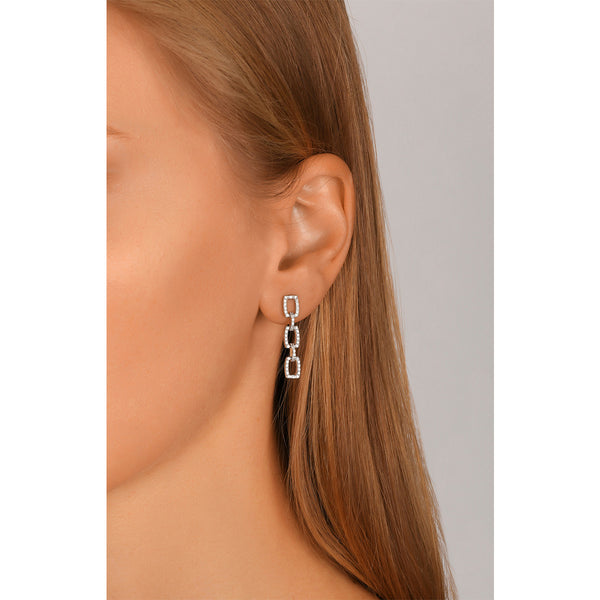 Round Diamond Link Earrings