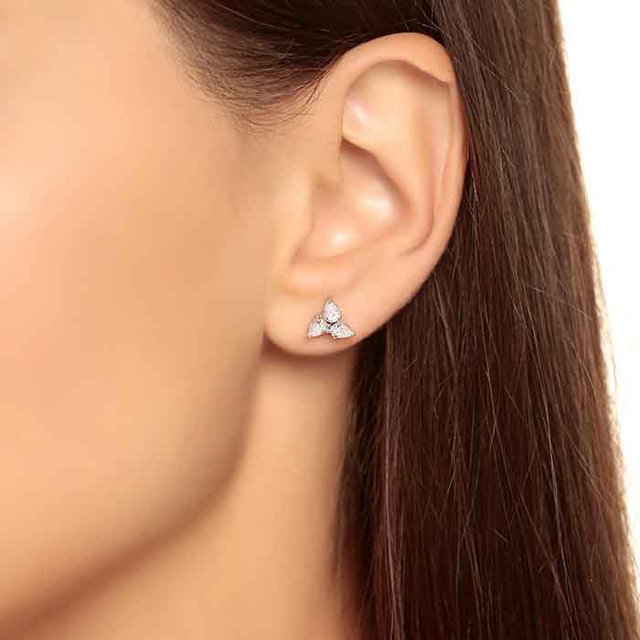Fan Shaped Pear Diamond Earrings