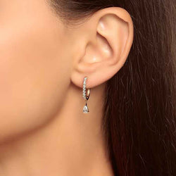 Round and Pear Huggie Diamond Earrings
