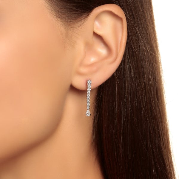 Drop Round & Pear Diamond Earrings