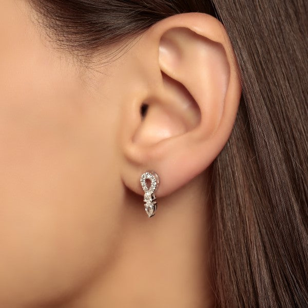 Pear-Shaped Drop Diamond Earrings