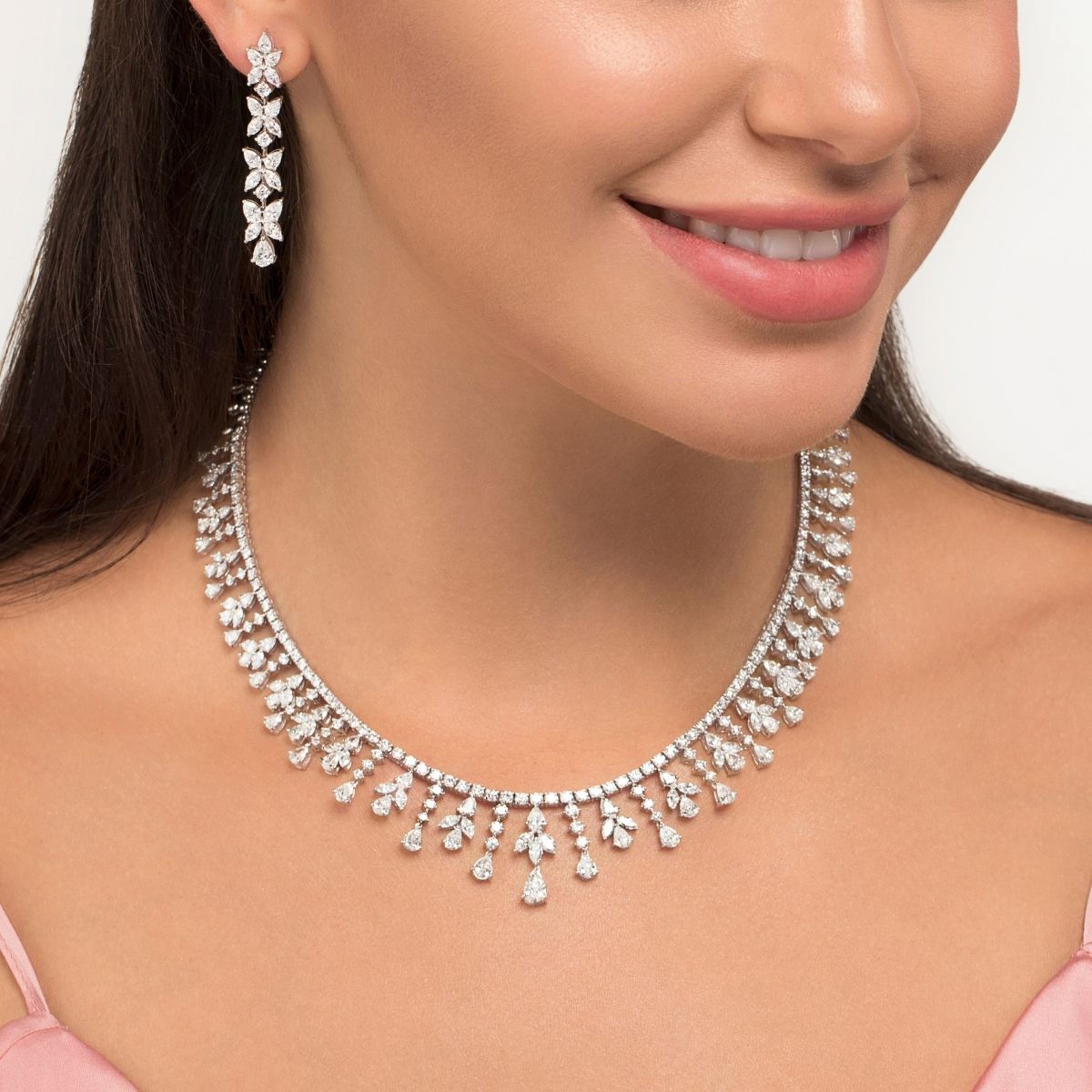 Radiant Bridal Diamond Necklace