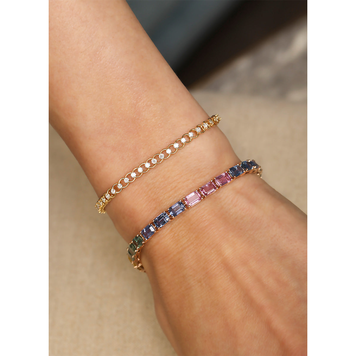 Link Round Diamond Bracelet