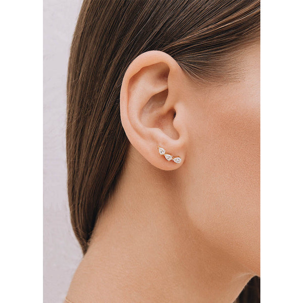 Arc Pear Diamond Stud Earrings