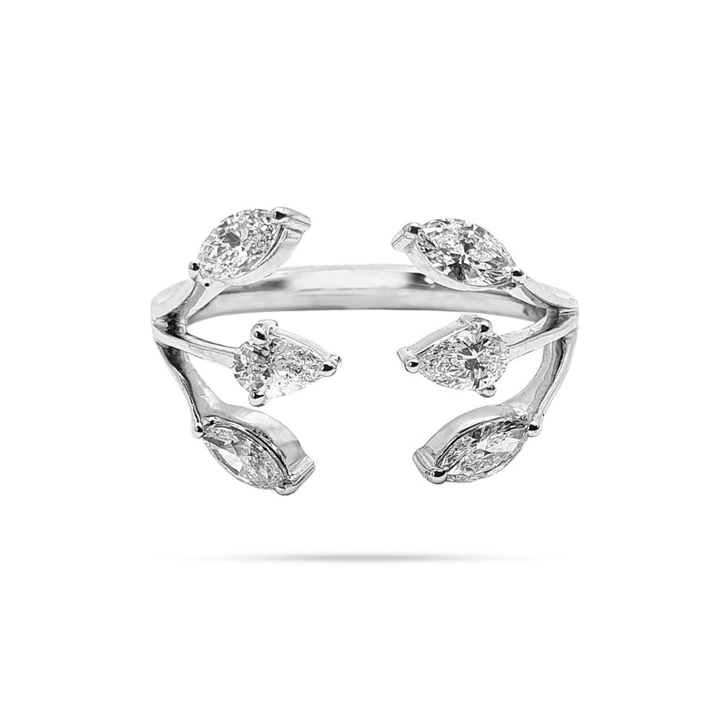 U shaped Pear Marquise Diamond Ring