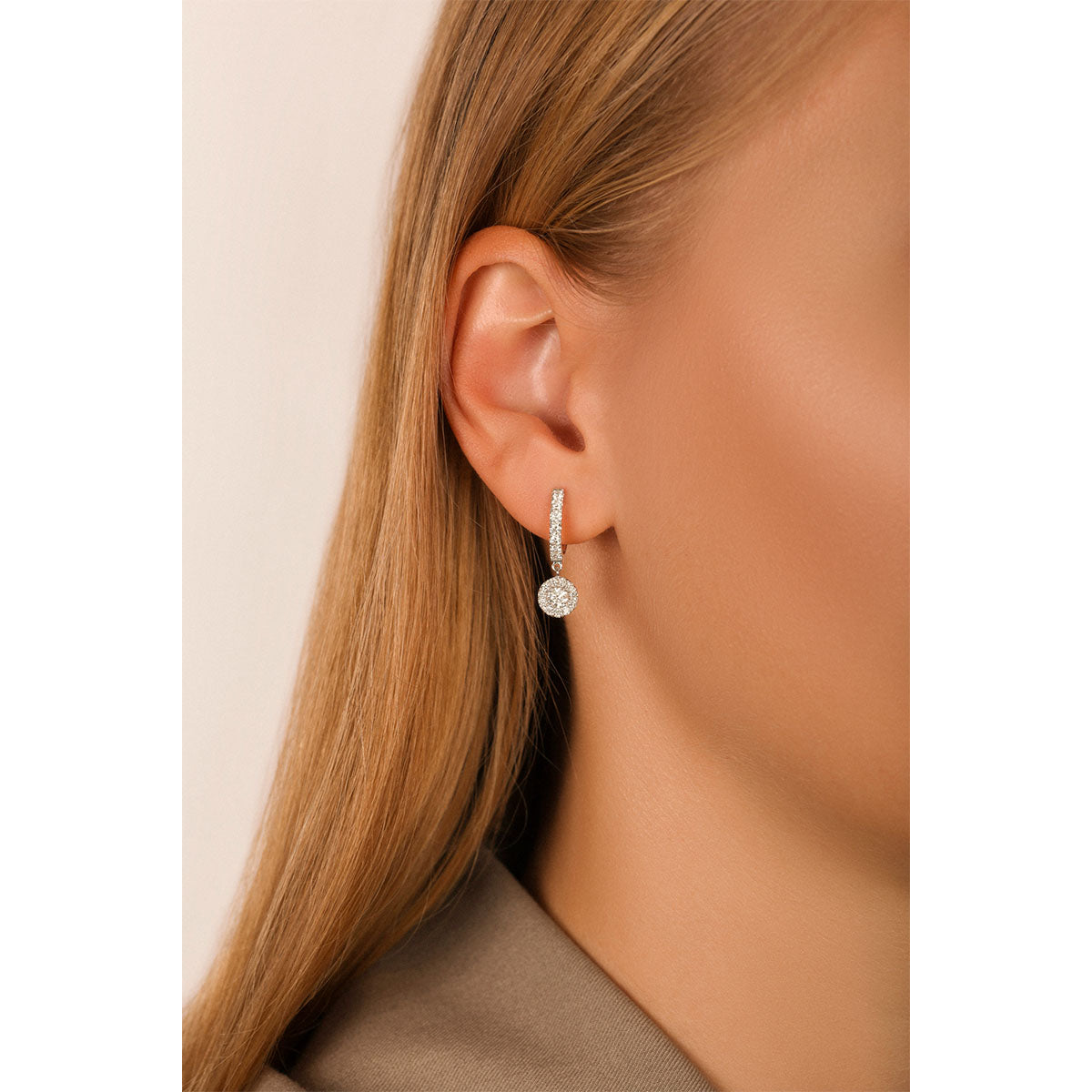 Round Diamond Huggie Earrings