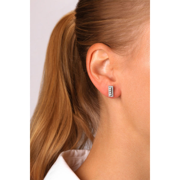 Rectangular Round Diamond Earrings