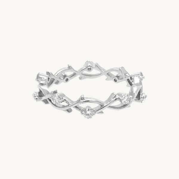 Vine Leaf Round Diamond Ring