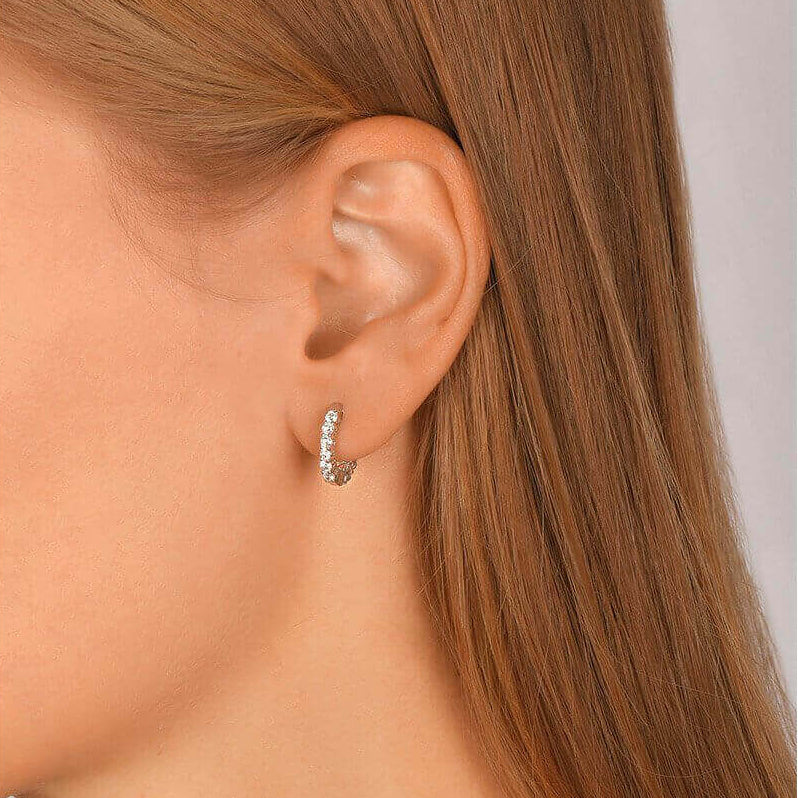 Round Diamond Hoop Earrings
