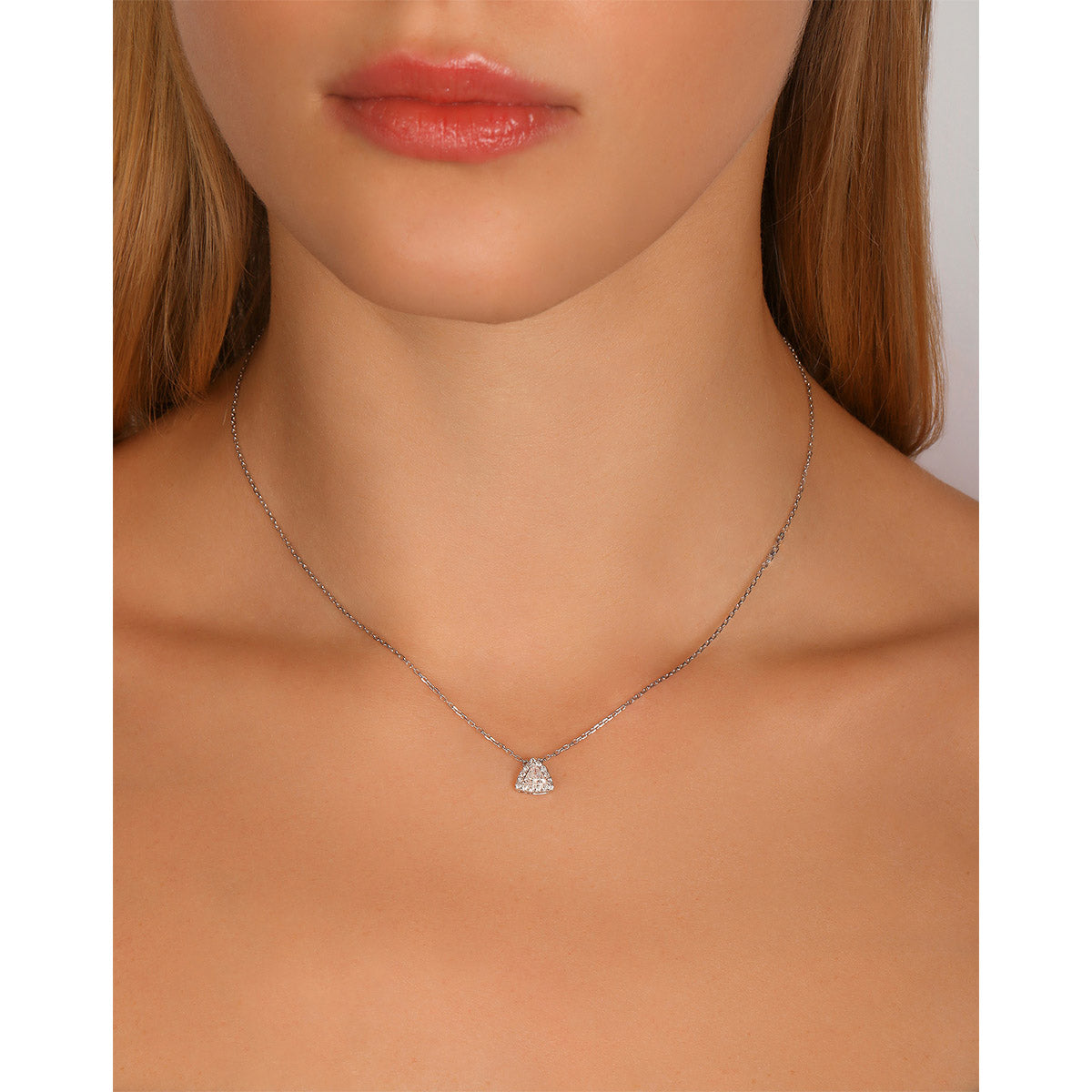 Solitaire Trillion Cut Halo Pendant Solitaire Jewels