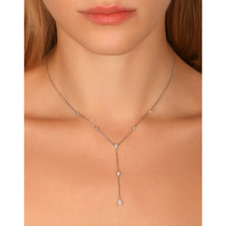 V-Shaped Dangling Round Pear Diamond Necklace