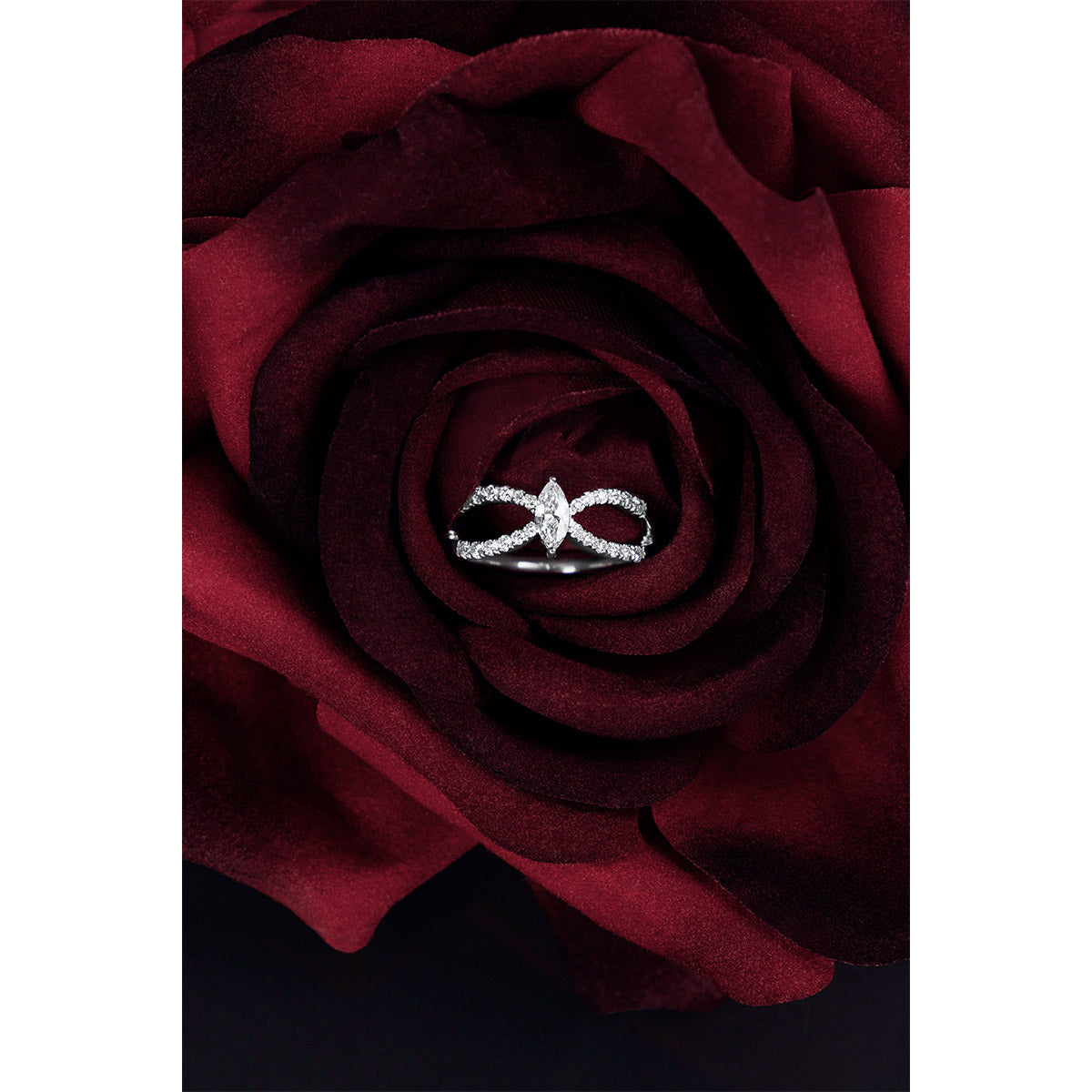 Bow Marquise and Round Diamond Ring