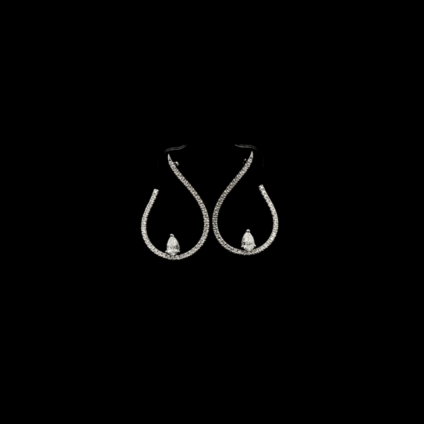 Round and Pear Diamond Arc Earrings