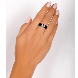 Personalized One Letter Enamel Diamond Ring