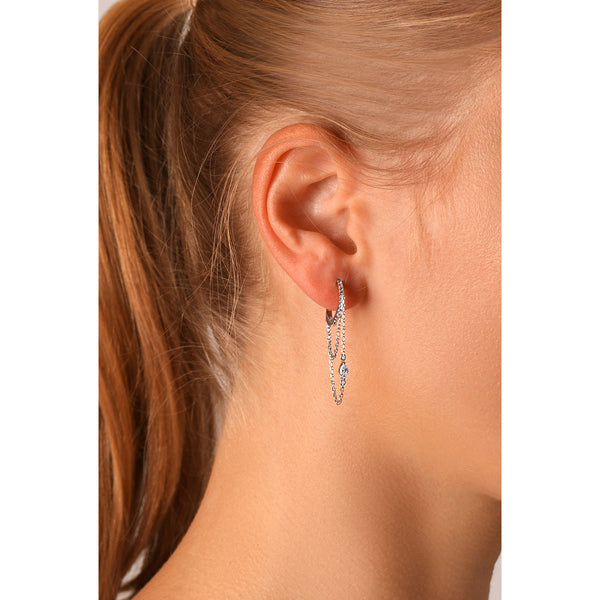Marquise Diamond Chain Huggie Earrings