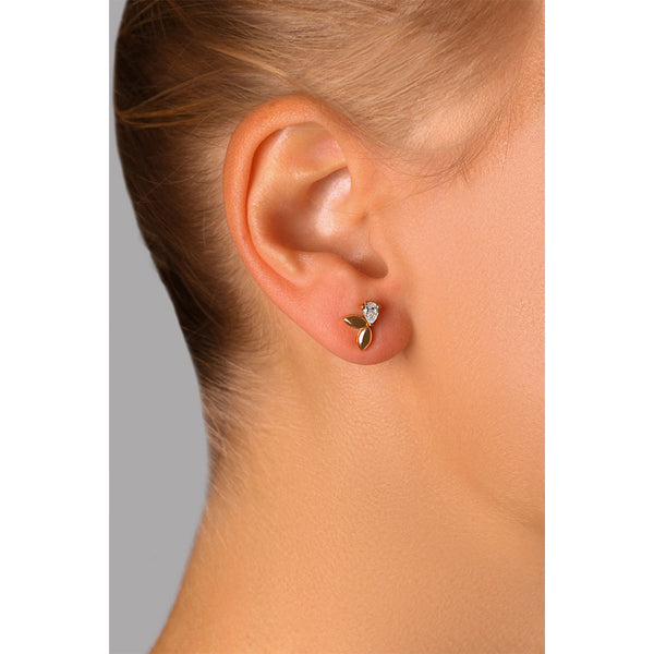 Trio Leaf Pear Diamond Earrings
