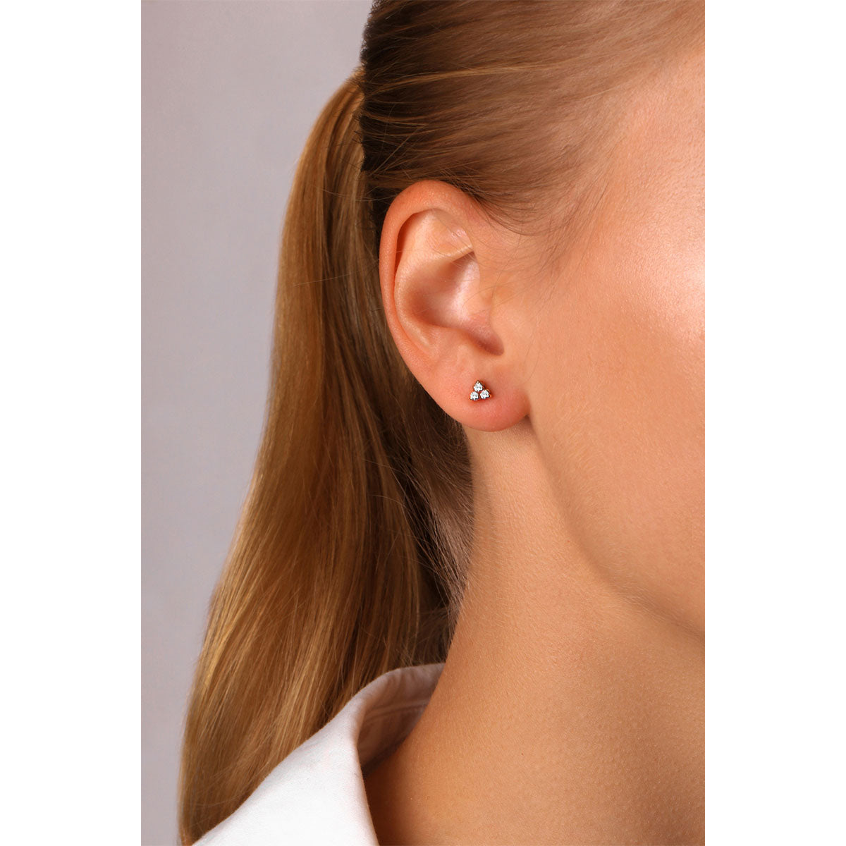 Trio Round Diamond Stud Earrings